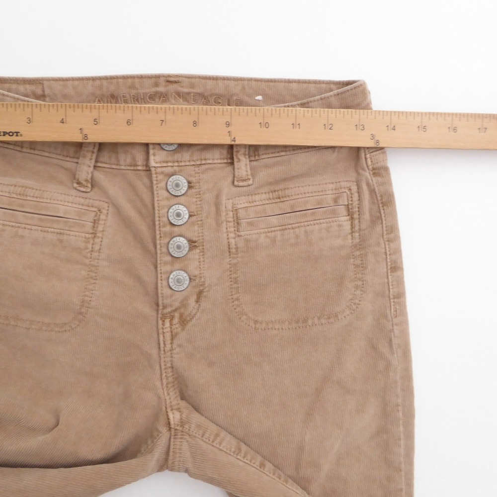 American Eagle Women Pants Tan Corduroy Flare Button Fly Size 2 - Picture 4 of 9